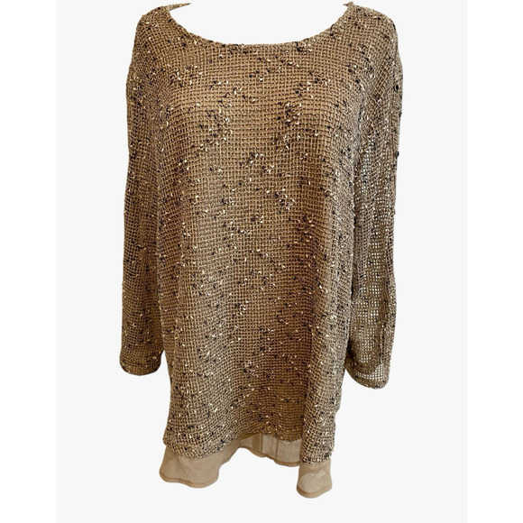 Alfred Dunner Top Womens 2X Popcorn Mesh Layered Blouse Mature Lagenlook - Picture 1 of 11